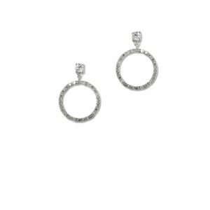 Pavé Circle Earrings with 0.25 CZ Carat Solitaire